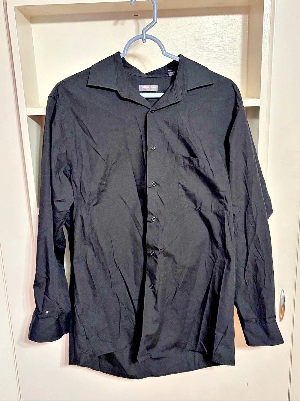 Van Heusen Flex Regular Fit Black Dress Shirt L